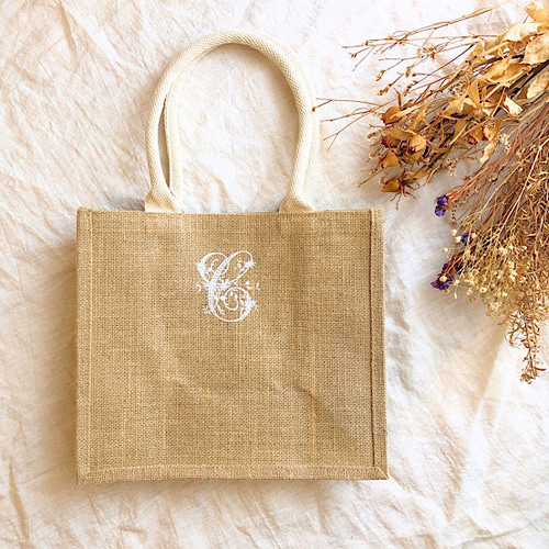 B5 イニシャル刺繍 ジュートバッグ マザーズバッグ マイバッグ