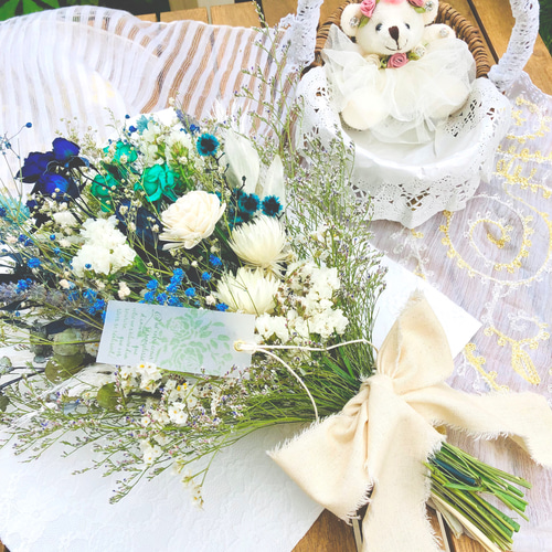 爽やかブルーな♪ドライフラワースワッグbouquet♡ スワッグ マリエル