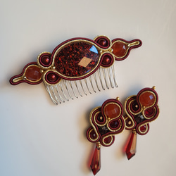 ソウタシエ フラメンコ アクセサリー セット ワインカラー ピアス