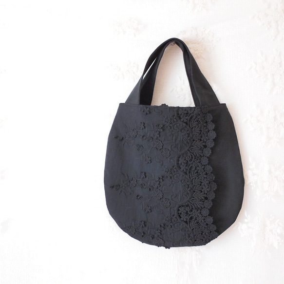 フラワーレースBAG・カジュアル フォーマル ・ブラックフォーマル・立体レース・3Ｄレース 1枚目の画像