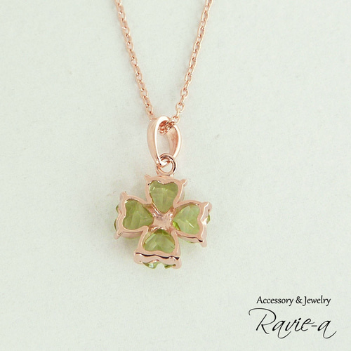 四つ葉のクローバー ネックレス シルバー925 ペリドット ピンク 四つ葉のクローバー ネックレス シルバー925 ペリドット ピンク