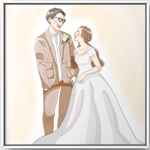 世界で1枚のオーダーメイド似顔絵☆プレミアムver☆結婚式 世界で1枚のオーダーメイド似顔絵☆プレミアムver☆結婚式