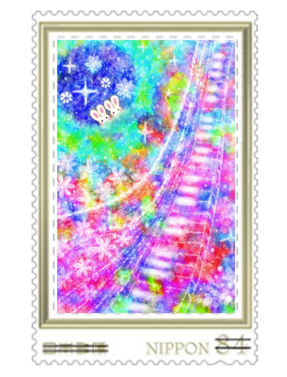 うさぎの84円切手4枚セット❀オリジナル❀ 4枚目の画像