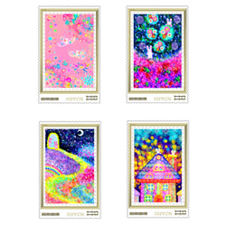 うさぎと猫の85円切手シリーズ16枚セット❀ レターセット ゆきのれなこ