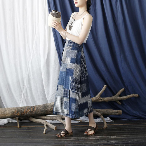 綿麻 スカート ゆとり 夏 お洒落なデザイン 2249 ロングスカート