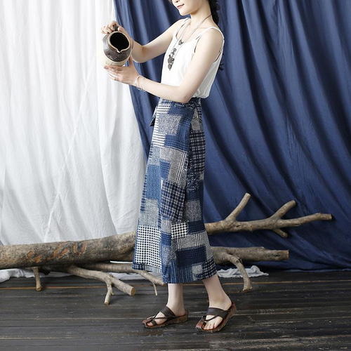 綿麻 スカート ゆとり 夏 お洒落なデザイン 2249 ロングスカート