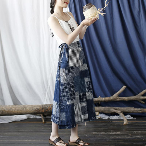 綿麻 スカート ゆとり 夏 お洒落なデザイン 2249 ロングスカート