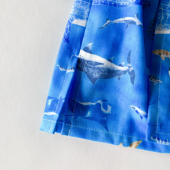 【即納】サメ柄のキッズ甚平　100〜120サイズ　ブルー 8枚目の画像