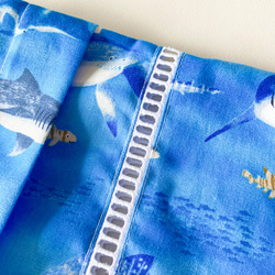 【即納】サメ柄のキッズ甚平　100〜120サイズ　ブルー 7枚目の画像
