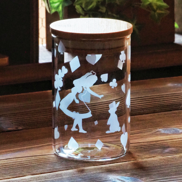 アリス&ウサギ ガラス キャニスター 240ml 保存容器・キャニスター