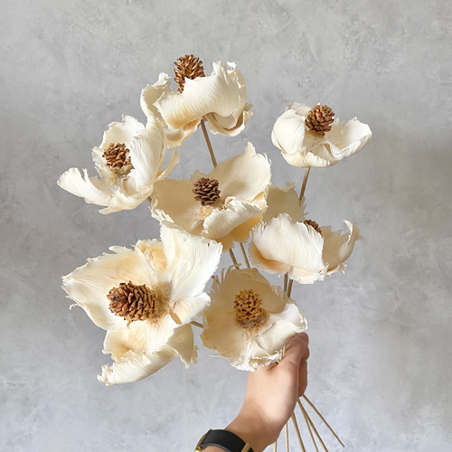 ドライフラワーブライダルブーケ　クラシカルホワイト　パームフラワー パームフラワー(単品) ホワイト ドライフラワー howdy flower