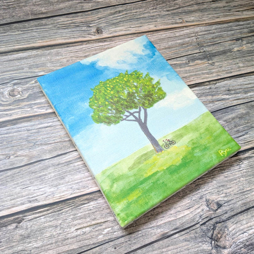 再販『ひとやすみ』 キャンバス プリント 木 空 アクリル画 絵 絵画