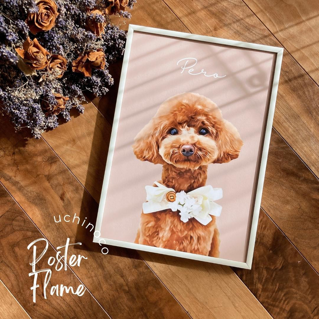 ペット　イラスト額縁つきポスター　うちの子イラスト　オーダーメイド