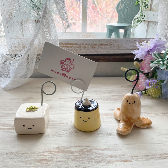 再販】食べ物ちゃんカードスタンド タコウィンナーさん 冷奴ちゃん