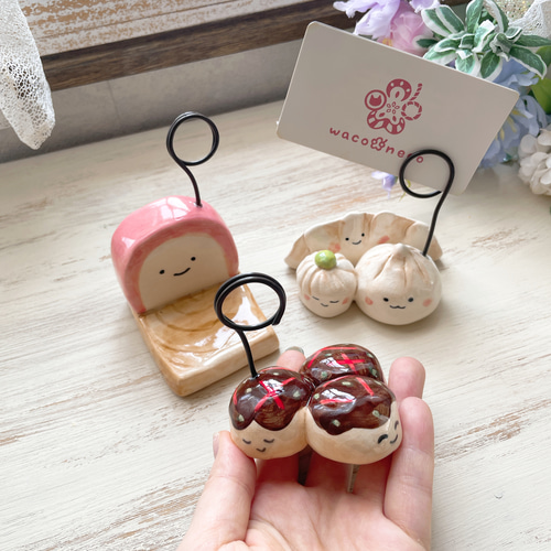 再販】食べ物ちゃんカードスタンド 板かまちゃん ヤムチャ三姉妹