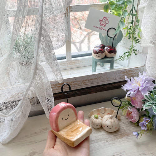 再販】食べ物ちゃんカードスタンド 板かまちゃん ヤムチャ三姉妹