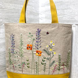 ネイビータイプの花刺繍ワンショルダーバッグ トートバッグ 桃屋ぴちこ