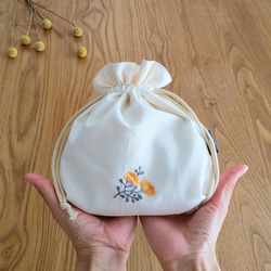 ハンドメイド♡さくらんぼ巾着 70s ハンドメイド さくらんぼワッペン 巾着 昭和レトロ