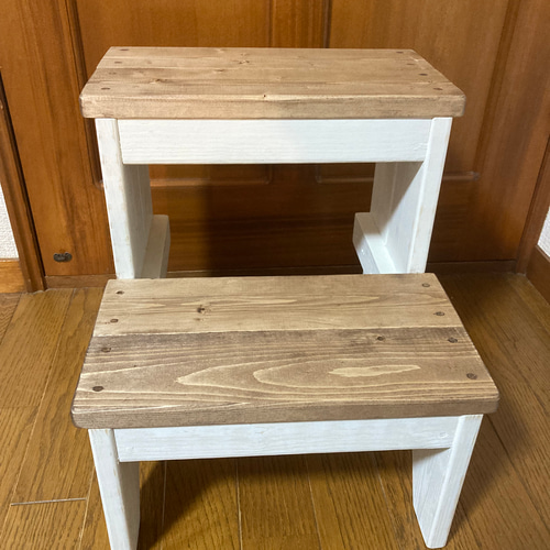 あずま工芸 レトロ木製踏み台 2段式 ステップチェア あずま工芸 レトロ