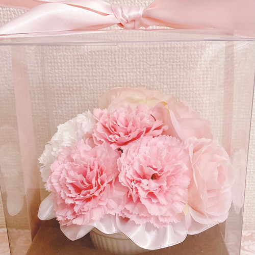 ローズ＆ダブルリボンフラワーアレンジメント 1点 アーティフィシャル