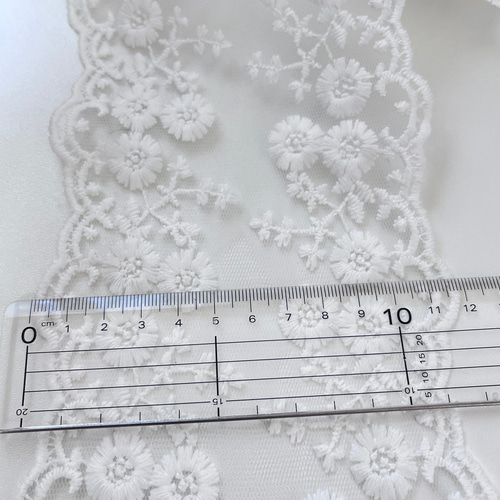 1m 切り売り R8 幅約10cm〜12cm チュールレース 広幅レース 刺繍レース