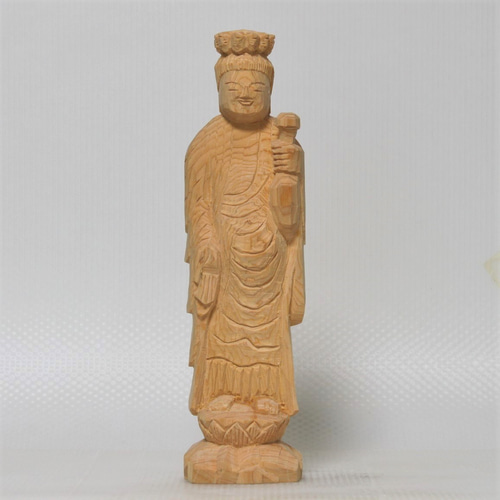 仏像 円空仏 木彫 十一面観音菩薩像（高さ30cm 着色) 【受注制作 納期