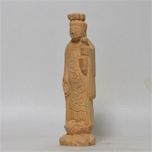 仏像 円空仏 木彫 十一面観音菩薩像（高さ30cm 着色) 【受注制作