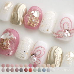 No.64 推し活ハートリボン ネイルチップ ピンク 推し 韓国 ネイル