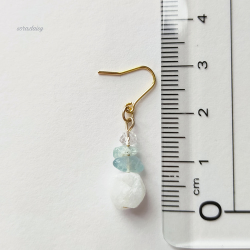 ヘミモルファイト・アクアマリンの小ぶりピアス(イヤリング) *3月 
