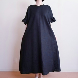 <creema限定> Hirahirasode one piece JAPANESE LINEN 漆黒 11枚目の画像