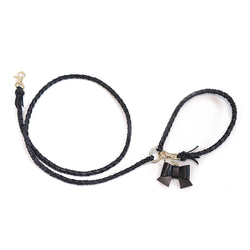 本革編み込み犬リード〈黒〉本革を使用した上質な編み込み犬用カフェ