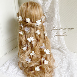 ウェディング 成人式 前撮り 髪飾り ✧ チュール 白 かすみ草