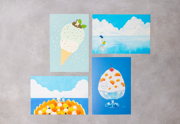 夏のポストカード　4枚セット（一部絵柄差し替え） 1枚目の画像