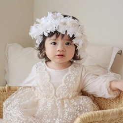ふんわりリボンクラウン ピュアホワイト ❀　ハーフバースデー　ファーストバースデー　1歳　七夕　出産祝い　プレゼント 1枚目の画像