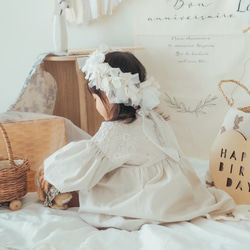 ふんわりリボンクラウン ピュアホワイト ❀　ハーフバースデー　ファーストバースデー　1歳　七夕　出産祝い　プレゼント 4枚目の画像