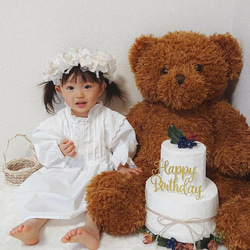 ふんわりリボンクラウン ピュアホワイト ❀　ハーフバースデー　ファーストバースデー　1歳　七夕　出産祝い　プレゼント 3枚目の画像