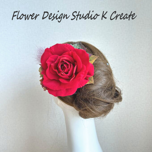 フラメンコ・フローレス・発表会に♡赤い薔薇と秋紫陽花のヘッドドレス