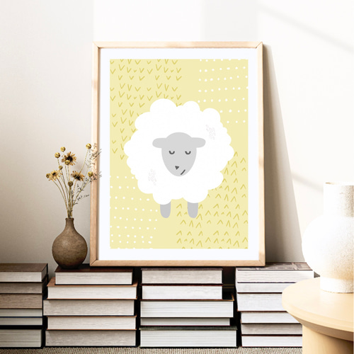 北欧 風 インテリア アートポスター【 ふわふわ ひつじ 】 :/115