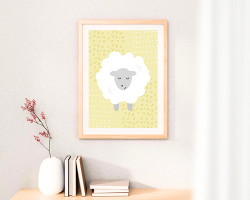 北欧 風 インテリア アートポスター【 ふわふわ ひつじ 】 :/115