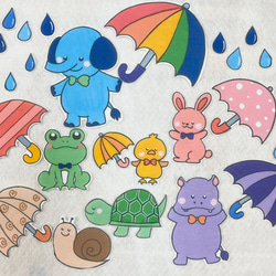 傘に隠れているのだぁれ？ パネルシアター 梅雨 かくれんぼ 動物 雨 5枚目の画像