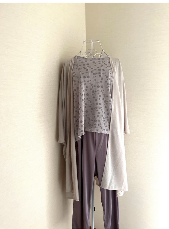 ロングカーディガン　軽くて便利、シワにならない♡ドルマン袖でふっくら袖とも好相性◎選べる色・受注　春夏も活躍◎ 7枚目の画像