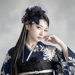No.672 豪華！紫黒金　♡ 振袖髪飾り 成人式髪飾り 前撮り ヘッドドレス 紫胡蝶蘭 和装 花嫁 前撮り 卒業式 成人式 結婚式 髪飾り ヘッドドレス