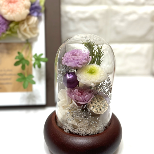 【ほのたろう】仏花★お供え★ガラスドーム★プリザーブドフラワー★2536 仏花 ドーム プリザーブドフラワー ガラスドーム「 胡蝶蘭」 お悔やみ