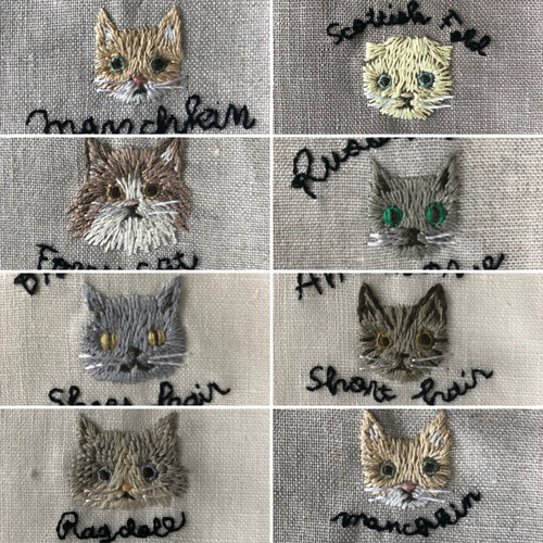 Yourelia様】ハンドメイドオーダー★犬猫女の子★巾着ポーチハンカチ 　7点 犬と猫の刺繍ミニ巾着【うちの子オーダー】 巾着袋 leparc 通販