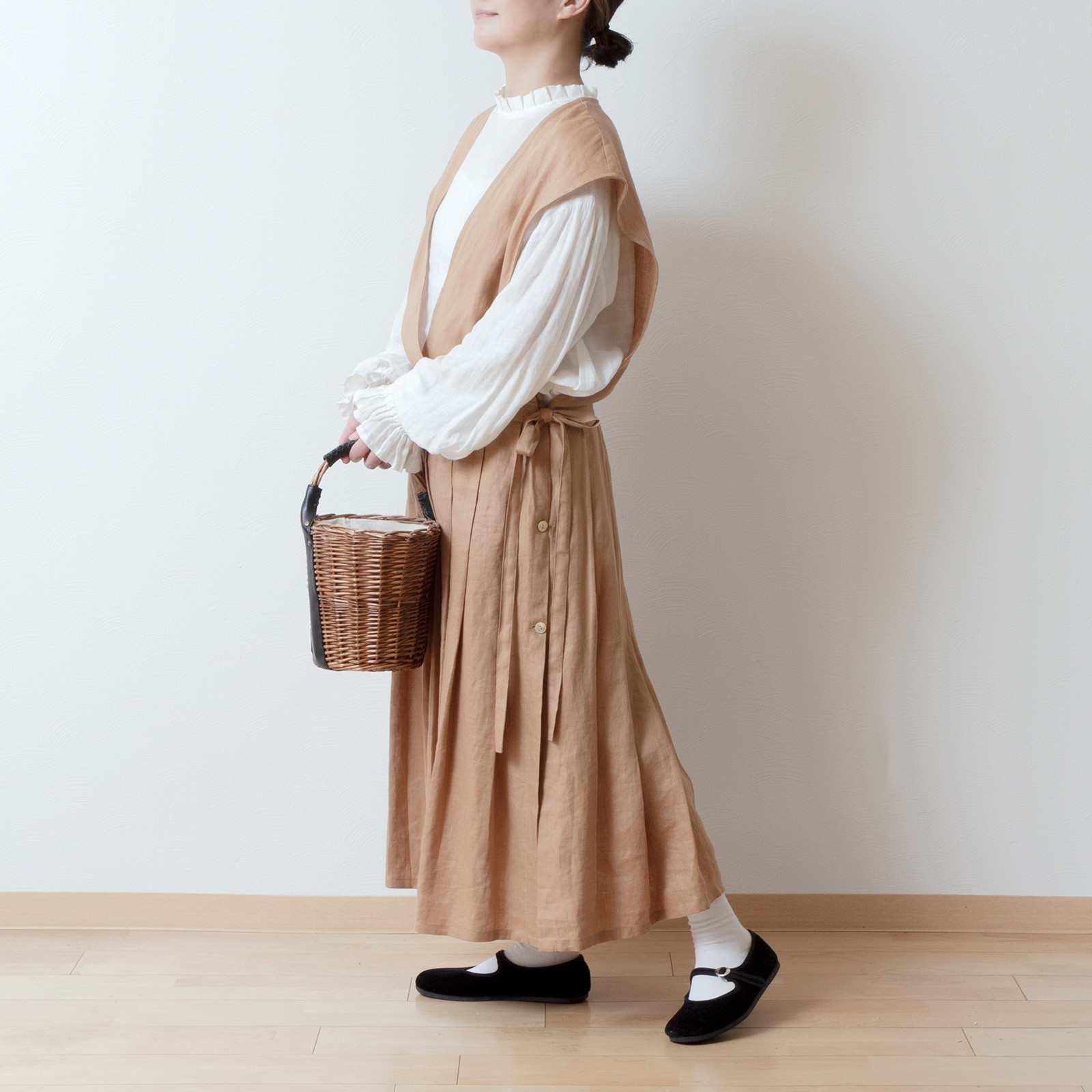 エプロンワンピース ハンドメイド作家様 リネン