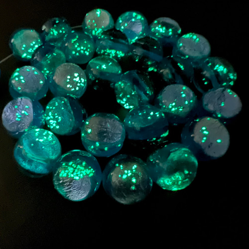 コウリブルー 14mm 連売り 蓄光 ホタルガラス 沖縄とんぼガラス とんぼ