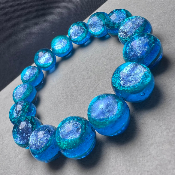 コウリブルー 14mm ブレスレット 蓄光 ホタルガラス 沖縄とんぼ