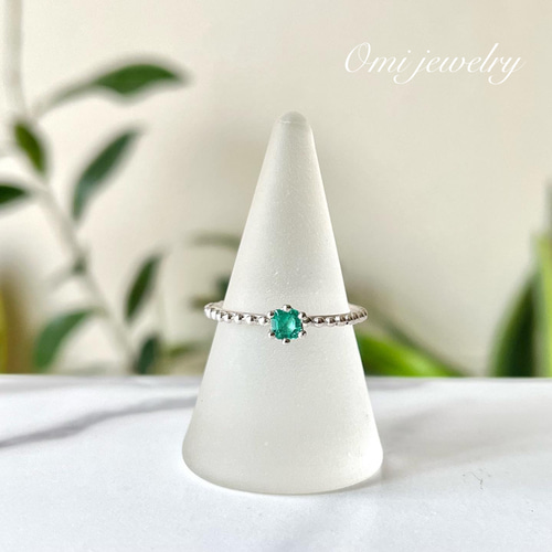 Morlin Jewelryメキシコ産ウォーターオパールとエメラルドのリング18yg 