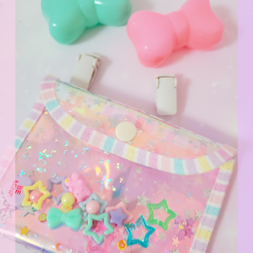 移動ポケット オーロラ ビニール PVC 虹 虹色 milimili 女の子 ゆめ 