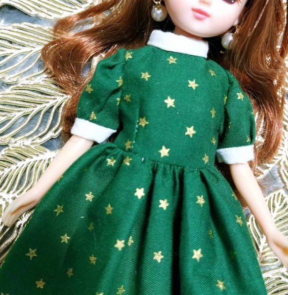 美品　ロージーモンスター　ストライプワンピース　半袖　パフスリーブ　緑　グリーン 2点セット 半袖パフスリーブワンピース 緑 グリーン 服 星柄